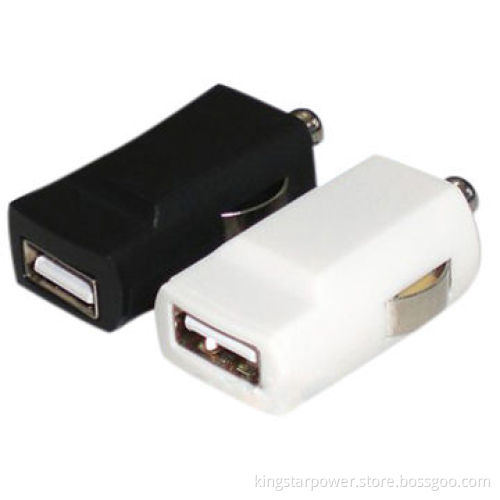 5V/1A mini flat USB car charger, black and white